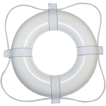 TAYLOR Vinyl Coated Foam Life Ring, 24" White w/White Rope 361